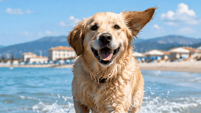 cane in spiaggia