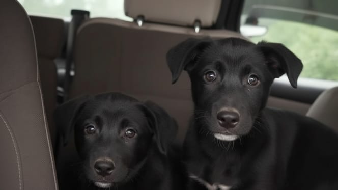 Cachorros en un coche