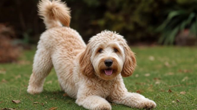 Do Labradoodles shed: Labradoodle on grass