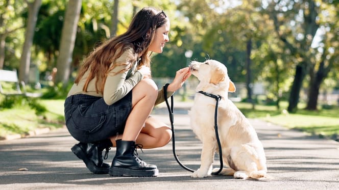 Frau mit Hund