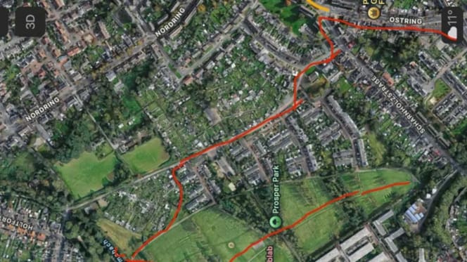 Google-Maps-Katze mit eingezeichnetem Weg