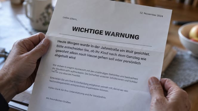 Hände halten Warn-Brief