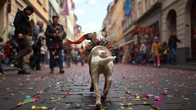 Hund im Karnevalstrubel
