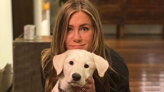 Jennifer Aniston met haar hond
