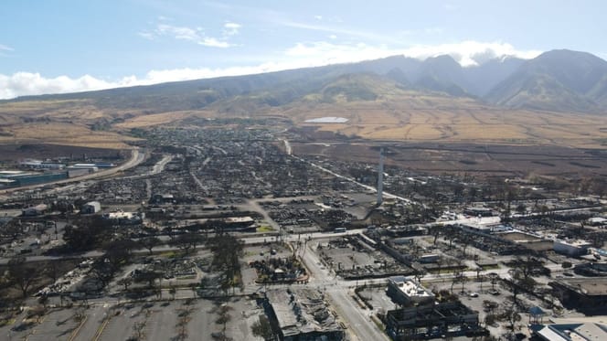 Lahaina, Hawaii, devastated by the flames