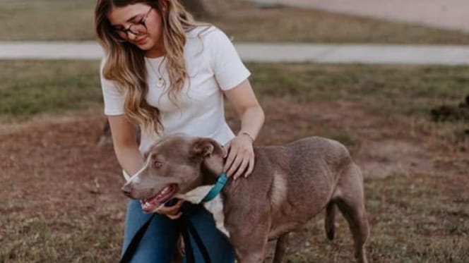 Madison and a dog