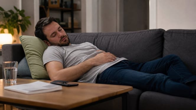 Mann schläft auf dem Sofa
