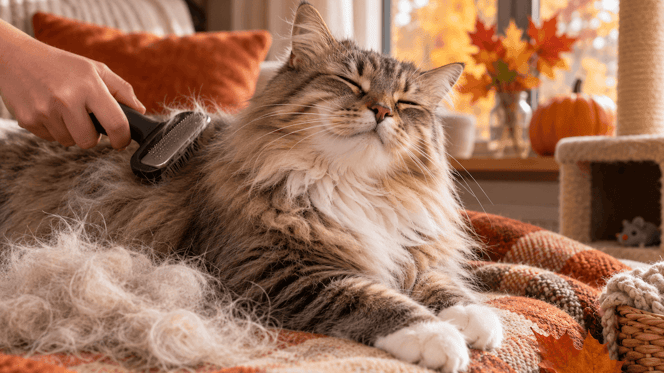 Muta del gatto in autunno