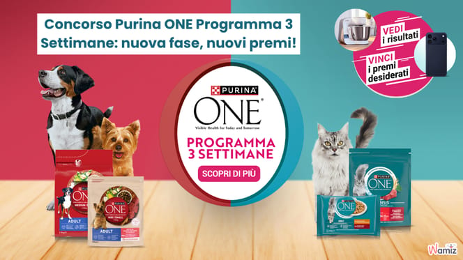 Non perdere l'opportunità di vincere questi splendidi premi con Purina One!
