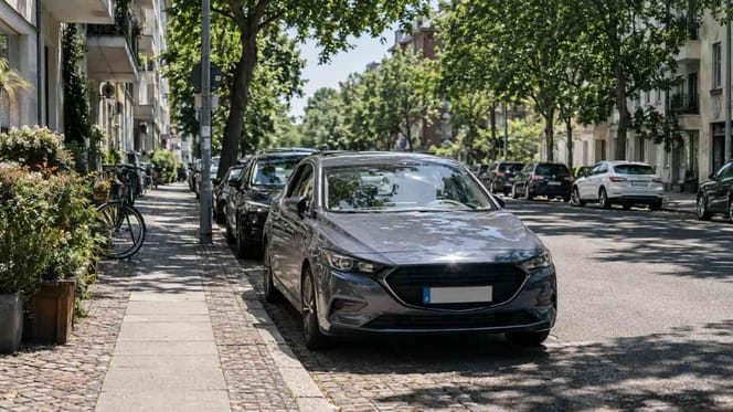 Parkendes Auto an sonnigem Tag