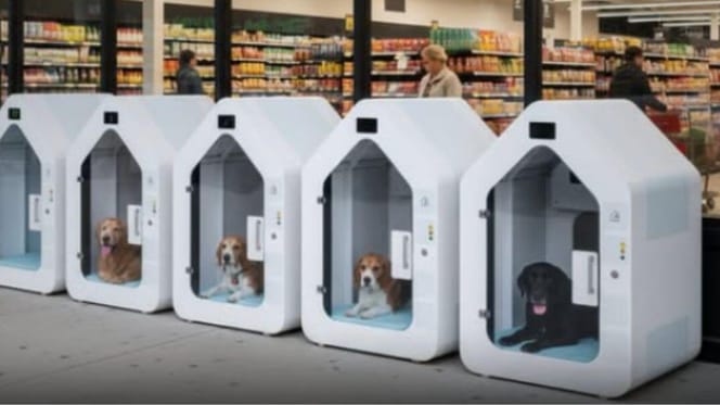 Pet pads outside German supermarket