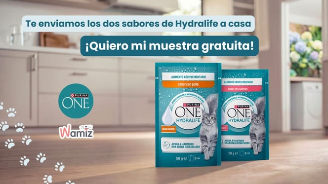 Sampling PURINA® HydraLife de pollo y salmón: participa y recibe una prueba gratuita.