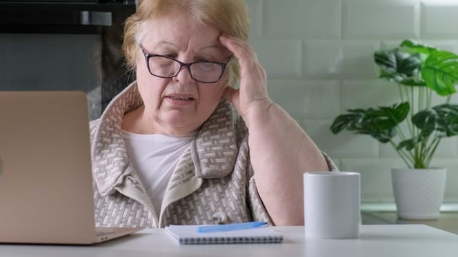 Seniorin vor einem Computer