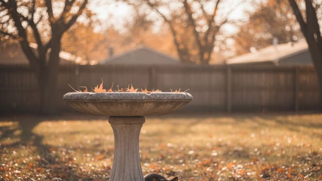 Un abreuvoir pour oiseaux dans un jardin aux Etats-Unis