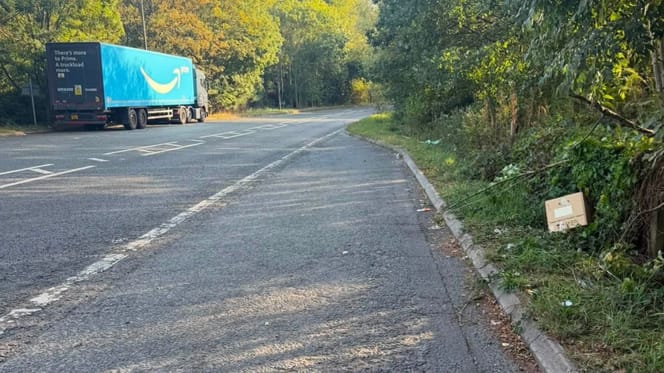 A lorry and a cardboard box