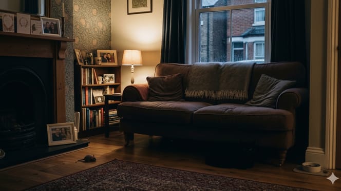 A sofa in a cosy English living room