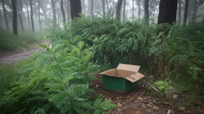 An abandoned cardboard box outdoors