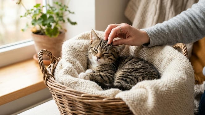 un chat dans un panier