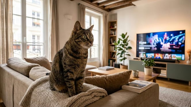 un gatto davanti alla tv