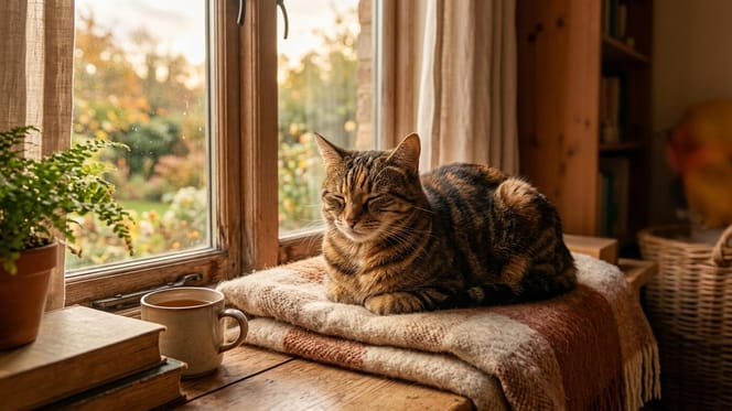 Een kat voor het raam