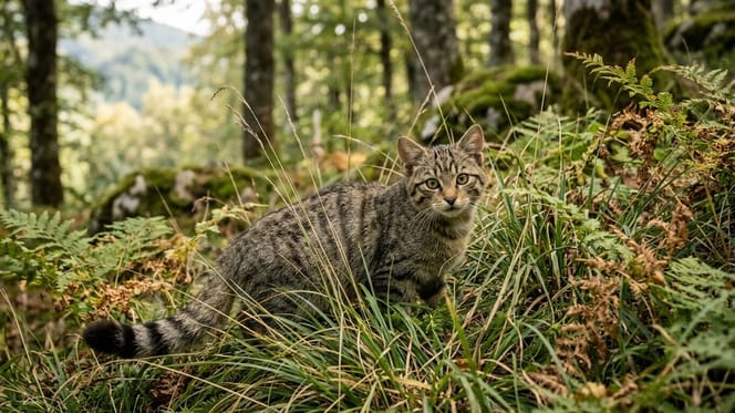 Un chat en forêt