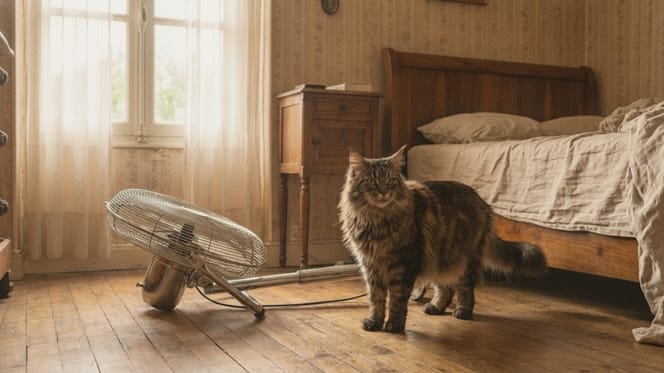 Kot rasy maine coon w swoim domu
