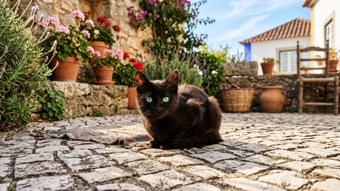 Un chat noir dans la rue