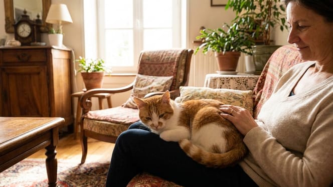 Een slapende kat in een appartement