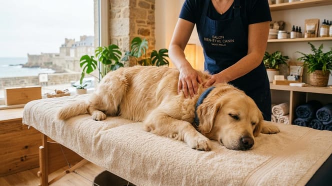 un chien aux thermes
