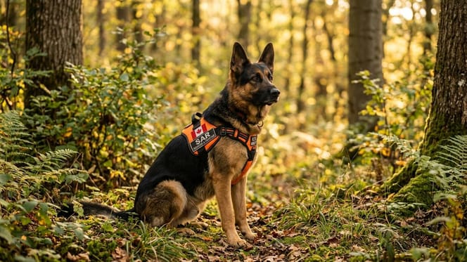 Een hond in het bos