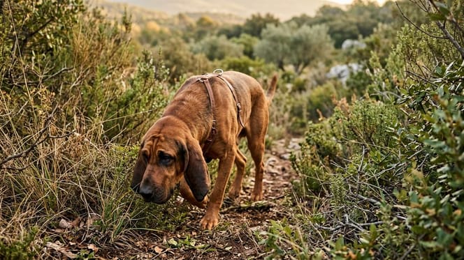 un chien dans les hautes herbes