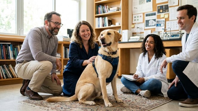 un chien dans un hopital