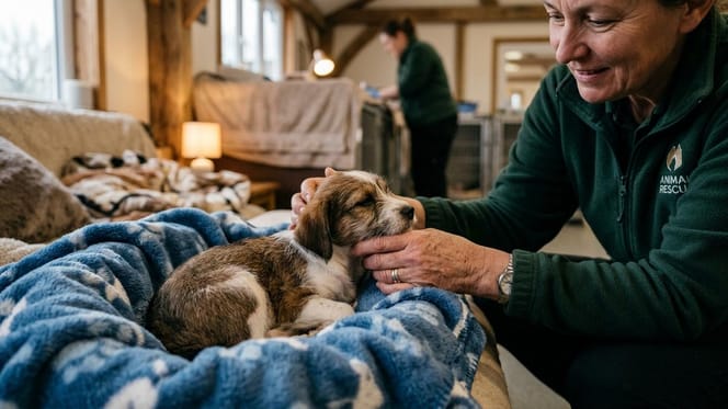 Un chien dans un panier