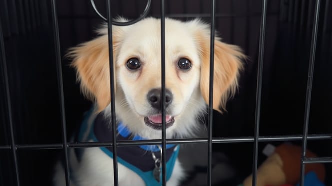Un chien dans une cage