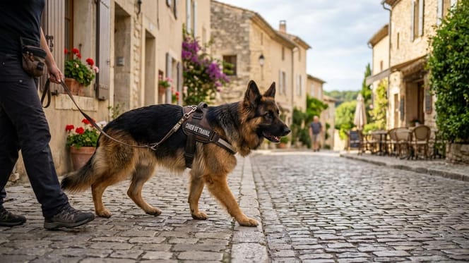Een politiehond op straat