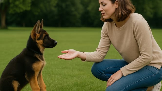 Un chiot en pleine éducation