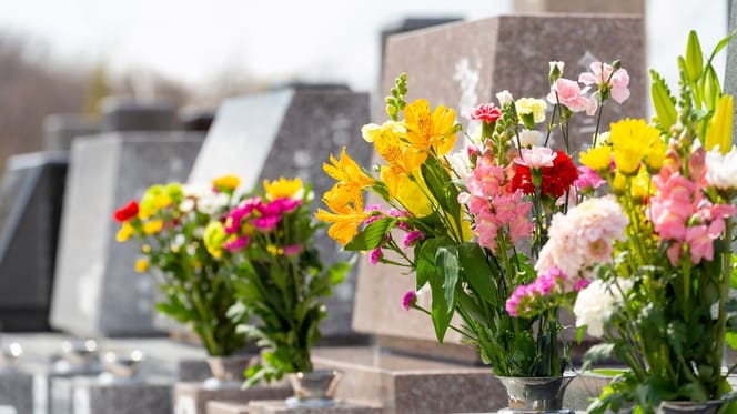 Un cimetière fleuri