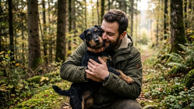 un homme et son chien