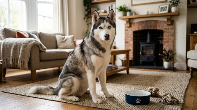 Un Husky dans un salon