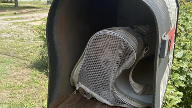 Un sac zippé dans une boite aux lettres