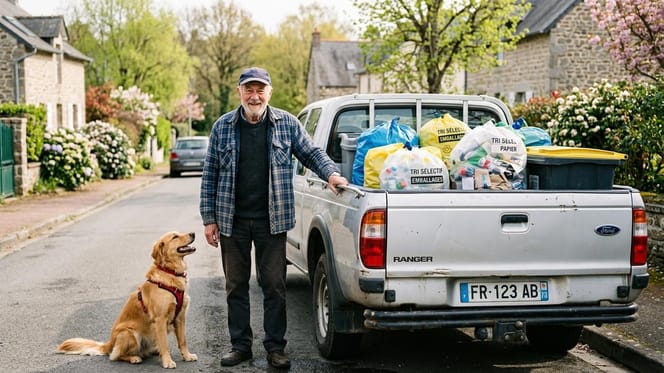 Ein älterer Mann sammelt Pfanddosen für den Tierschutz