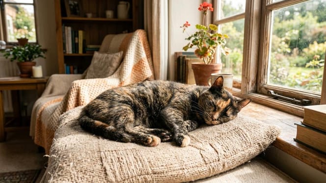 An elderly cat sleeping