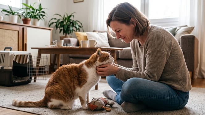 Una mujer y su gata