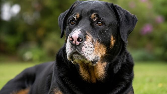 Vitiligo in dogs: Rottweiler with vitiligo