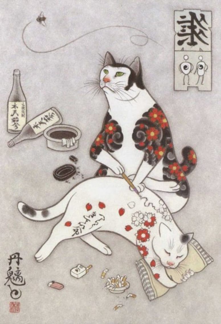 chat tatoue un autre chat