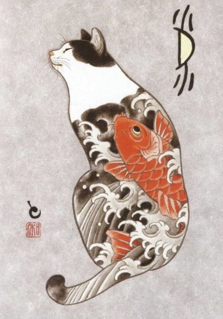 chat poisson tatouage