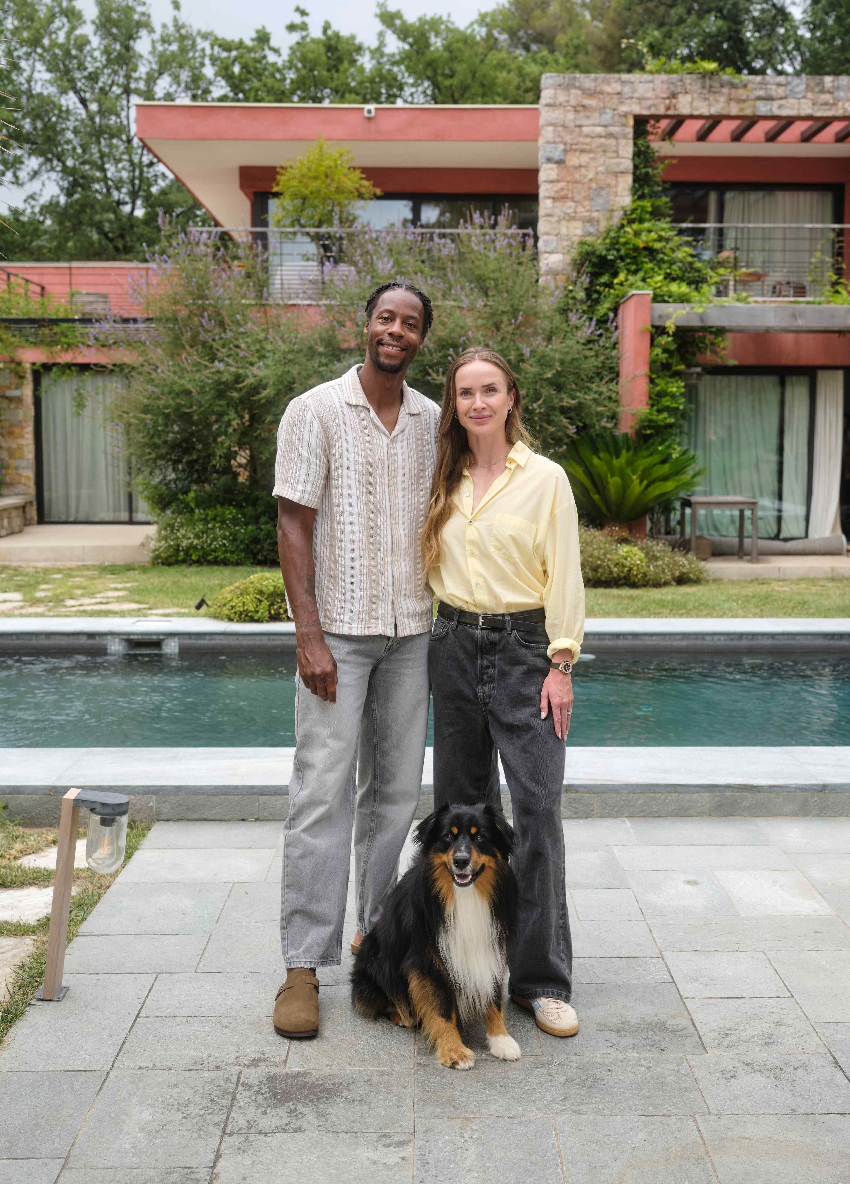 Das Power-Paar Gaël Monfils und Elina Svitolina mit ihrem Hund Wizz