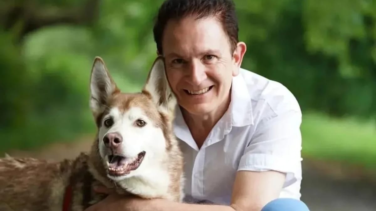 Husky Felix und sein Halter früher