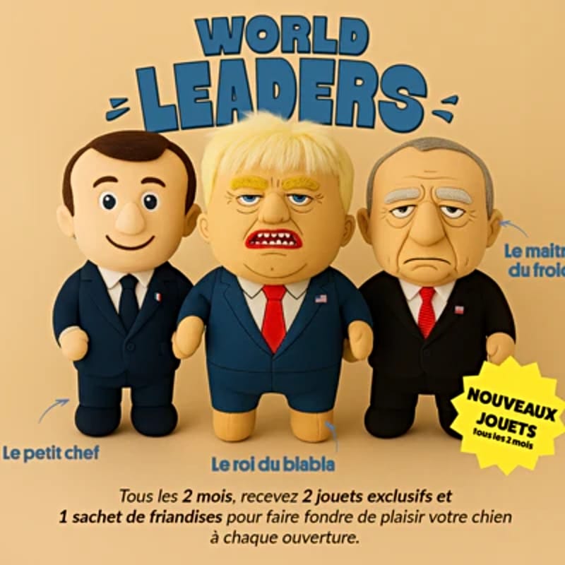 Weltpolitiker als Hunde-Spielzeug