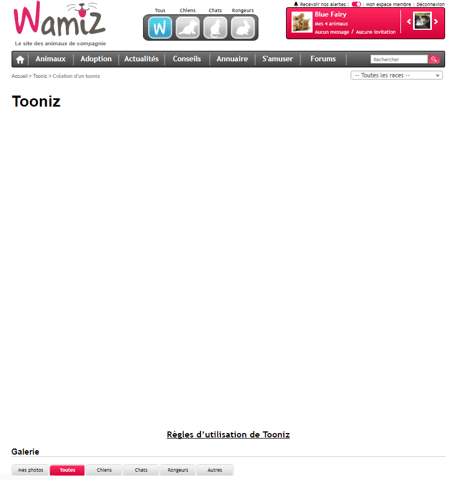 Je n'arrive pas à créer un tooniz